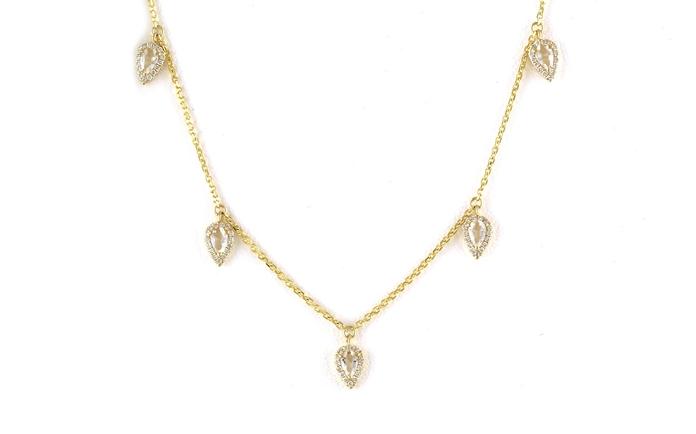 content/products/5-Stone Halo Pear-cut White Topaz and Diamond Dangle Station Necklace in Yellow Gold (0.57cts TWT)