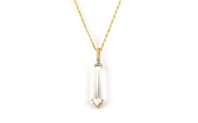 content/products/Bullet-cut White Topaz and Diamond Drop Necklace in Yellow Gold (0.57cts TWT)