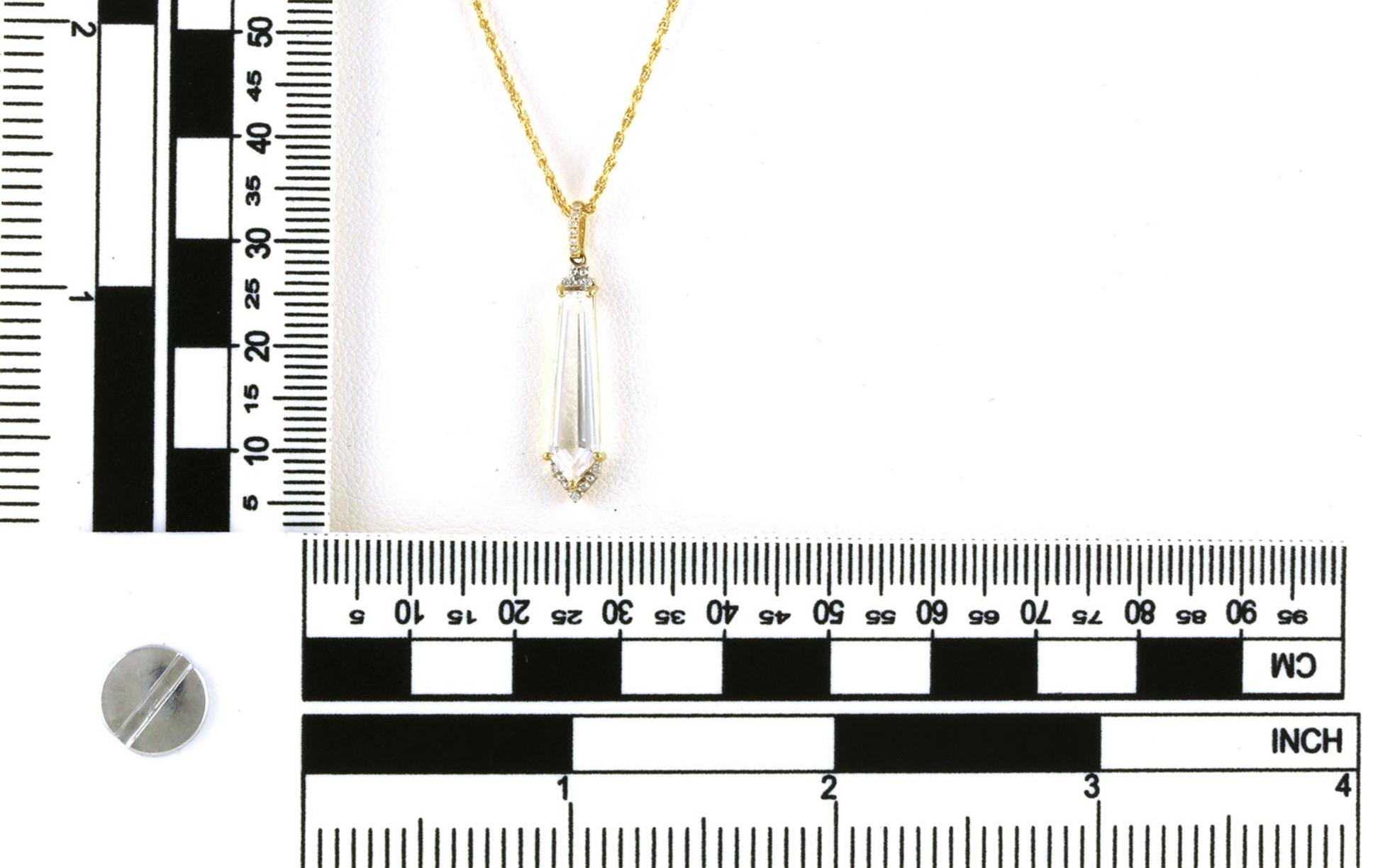 Bullet-cut White Topaz and Diamond Drop Necklace in Yellow Gold (0.57cts TWT) scale