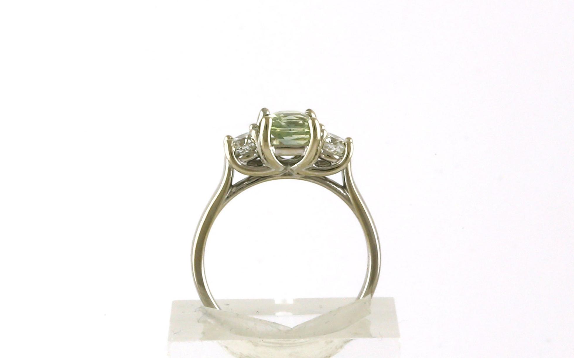 3-Stone Cushion-cut Green Montana Sapphire and Diamond Ring in White Gold (1.83cts TWT) side