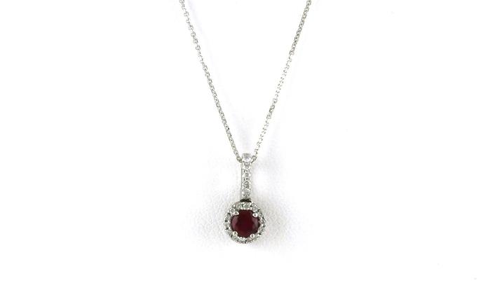 content/products/Estate Piece: Halo Ruby and Diamond Necklace in White Gold (0.50cts TWT)