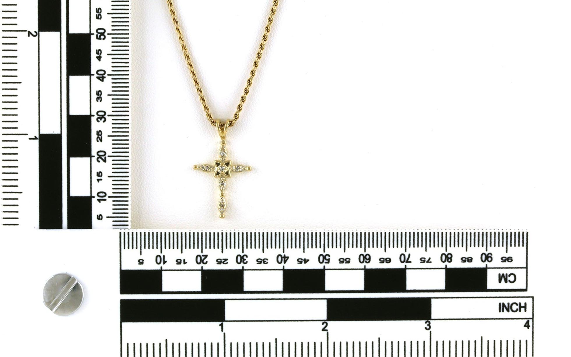 Estate Piece: Vintage-style Cross Diamond Necklace in Yellow Gold (0.10cts TWT) scale