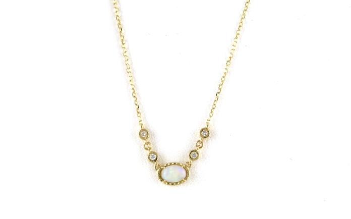 content/products/Estate Piece: 5-Stone Bezel-set Opal and Diamond Necklace in Yellow Gold