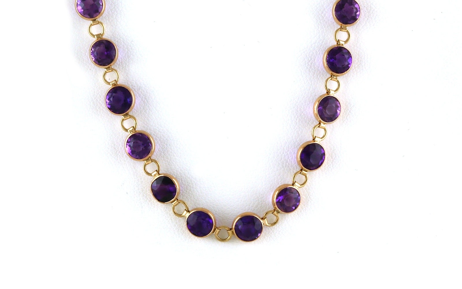 Estate Piece: Bezel-set Amethyst Line Necklace in Yellow Gold