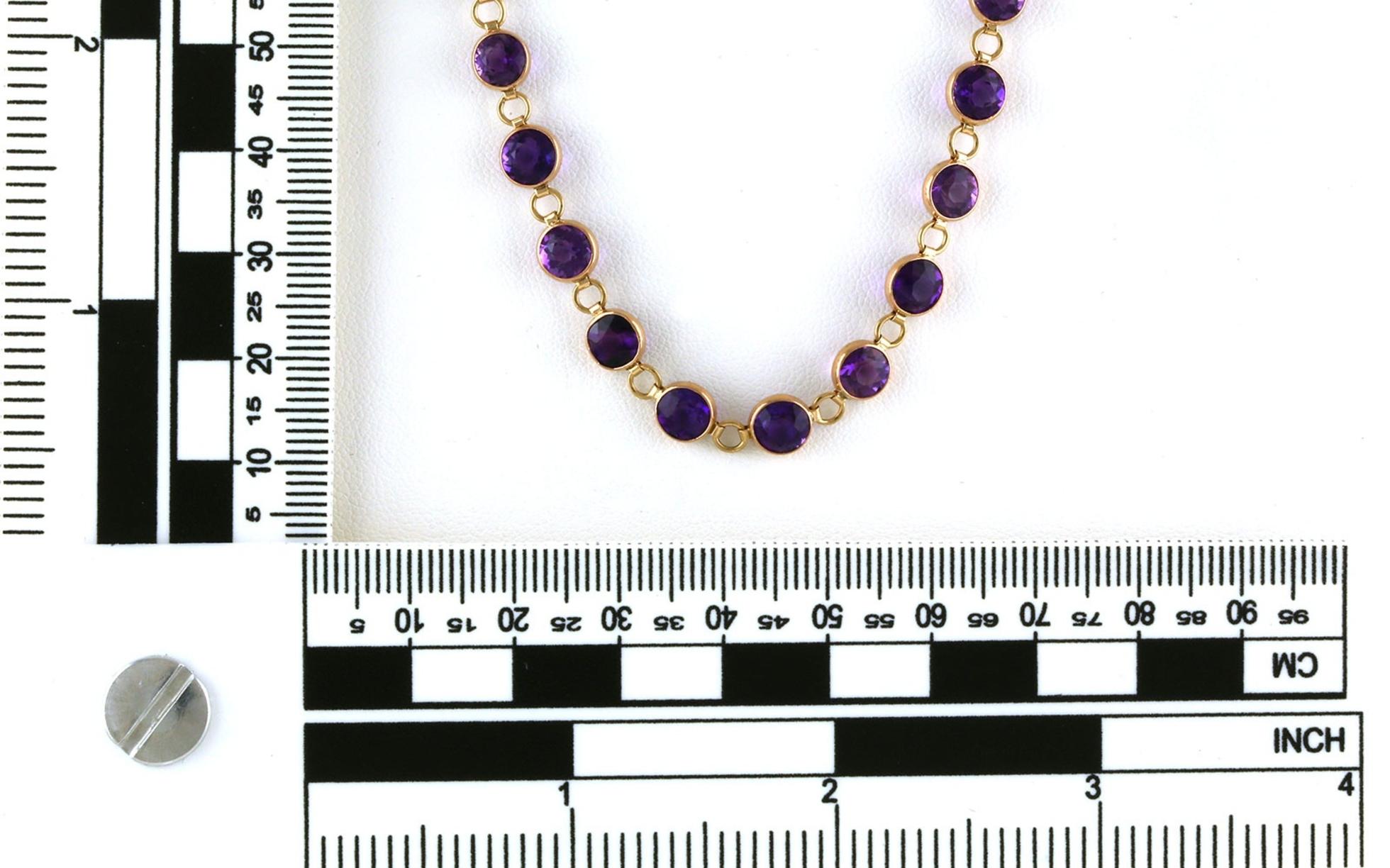 Estate Piece: Bezel-set Amethyst Line Necklace in Yellow Gold scale