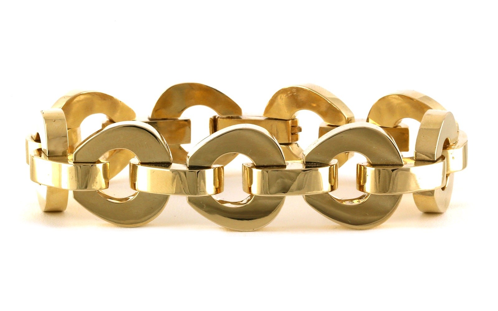 Estate Piece: Chunky Door Knocker Link Bracelet in Yellow Gold