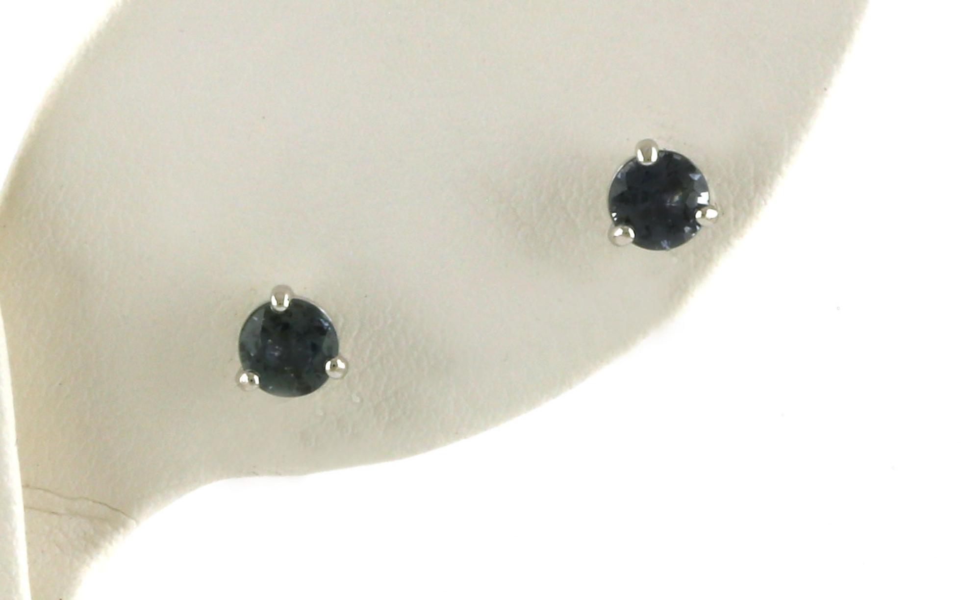 Montana Sapphire Stud Earrings in 3-Prong Martini Settings in White Gold (0.97cts TWT)