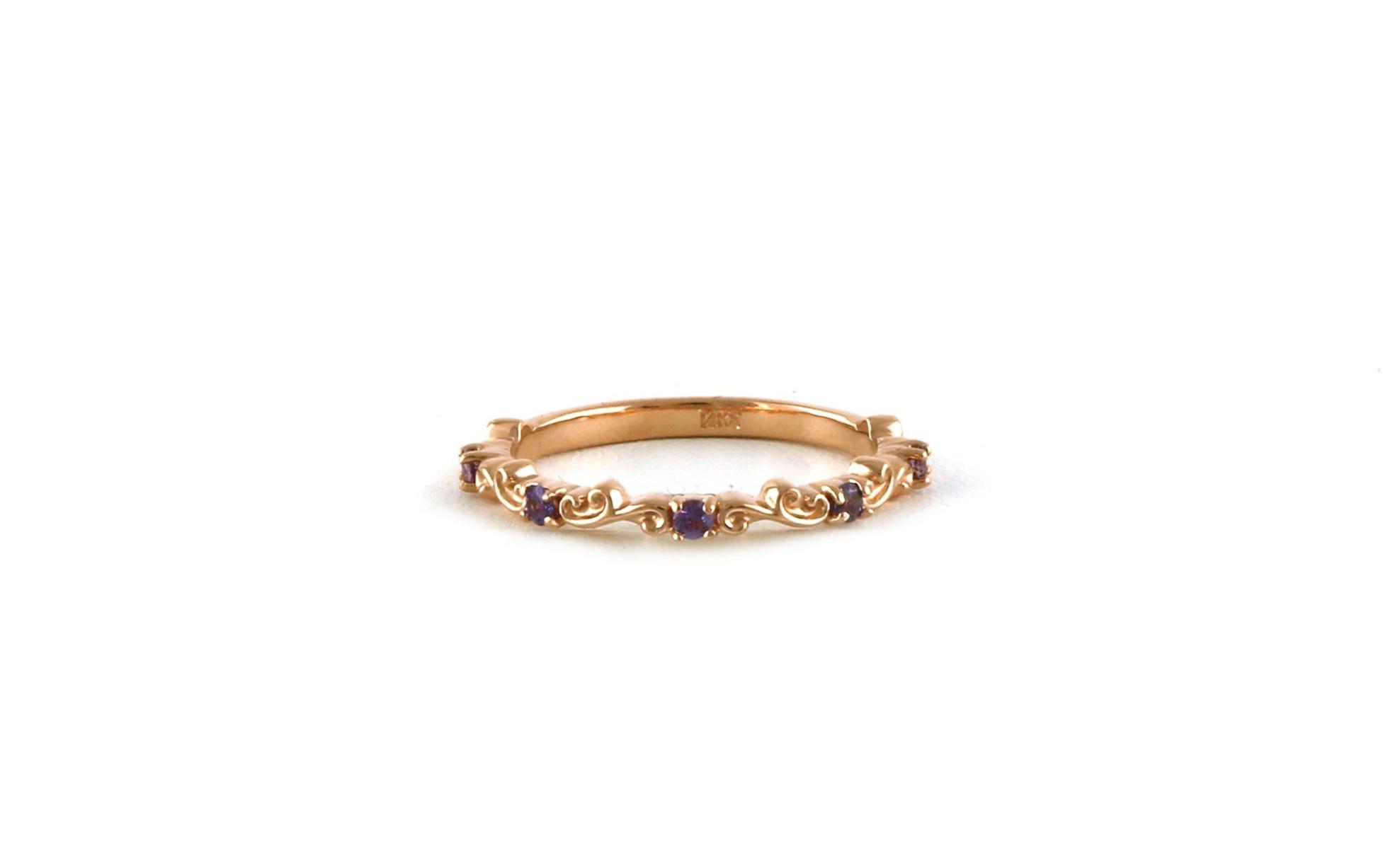 5-Stone Scrolling Vine Huckleberry Sapphire Band in Rose Gold (0.16cts TWT)