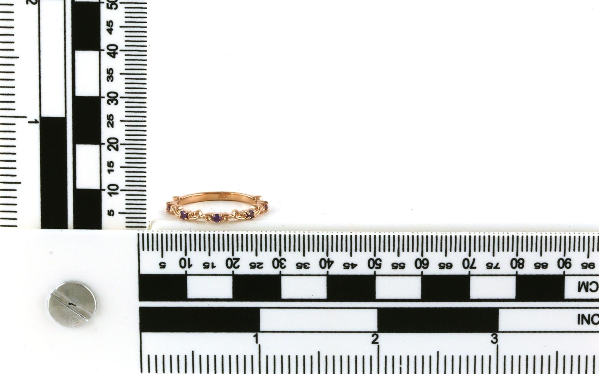 5-Stone Scrolling Vine Huckleberry Sapphire Band in Rose Gold (0.16cts TWT) scale