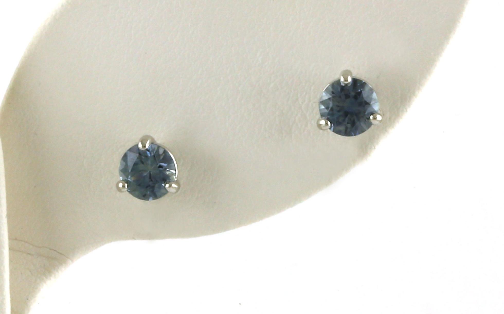 Montana Sapphire Stud Earrings in 3-Prong Martini Settings in White Gold (1.23cts TWT)