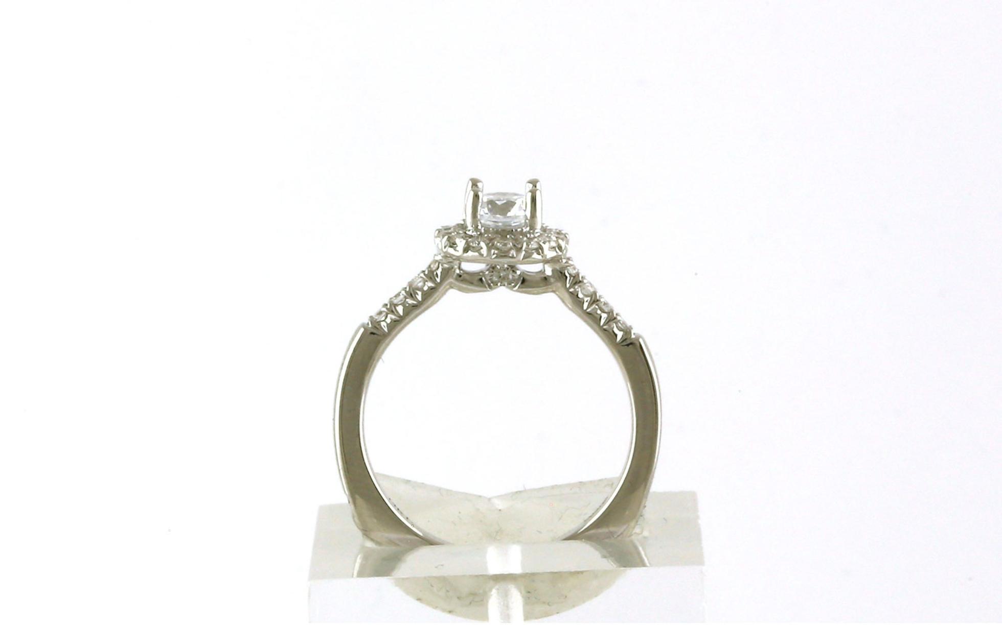 Halo-style Engagement Ring Mounting in White Gold (0.22cts TWT) side