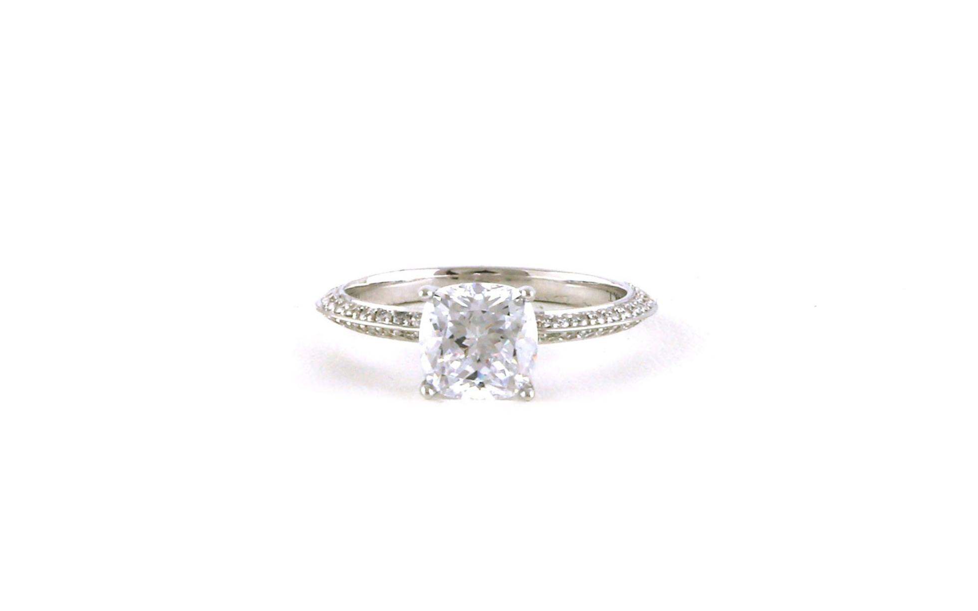 Knife Edge Shank Engagement Ring Mounting with Pave Diamonds in White Gold (0.38cts TWT)