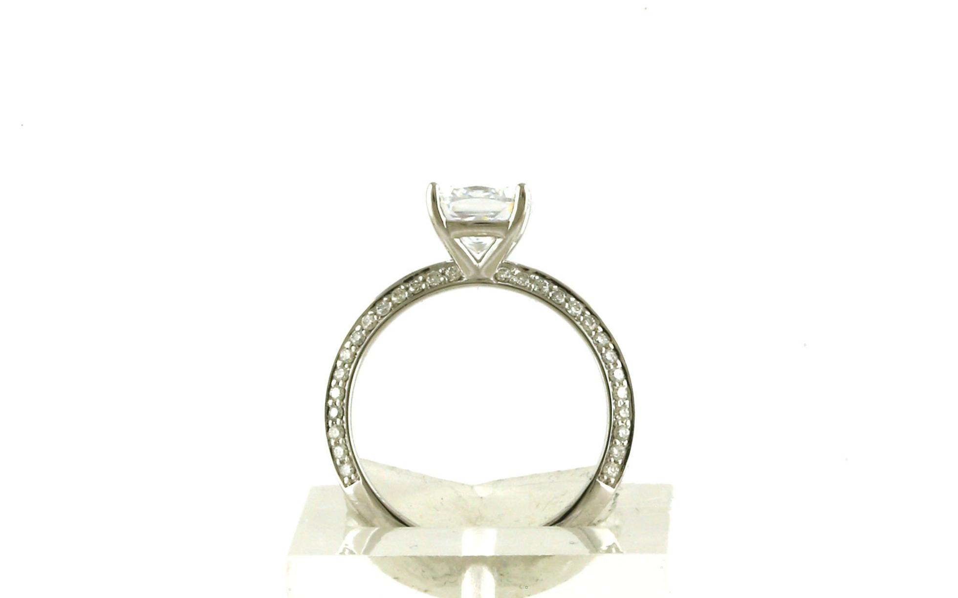 Knife Edge Shank Engagement Ring Mounting with Pave Diamonds in White Gold (0.38cts TWT) side