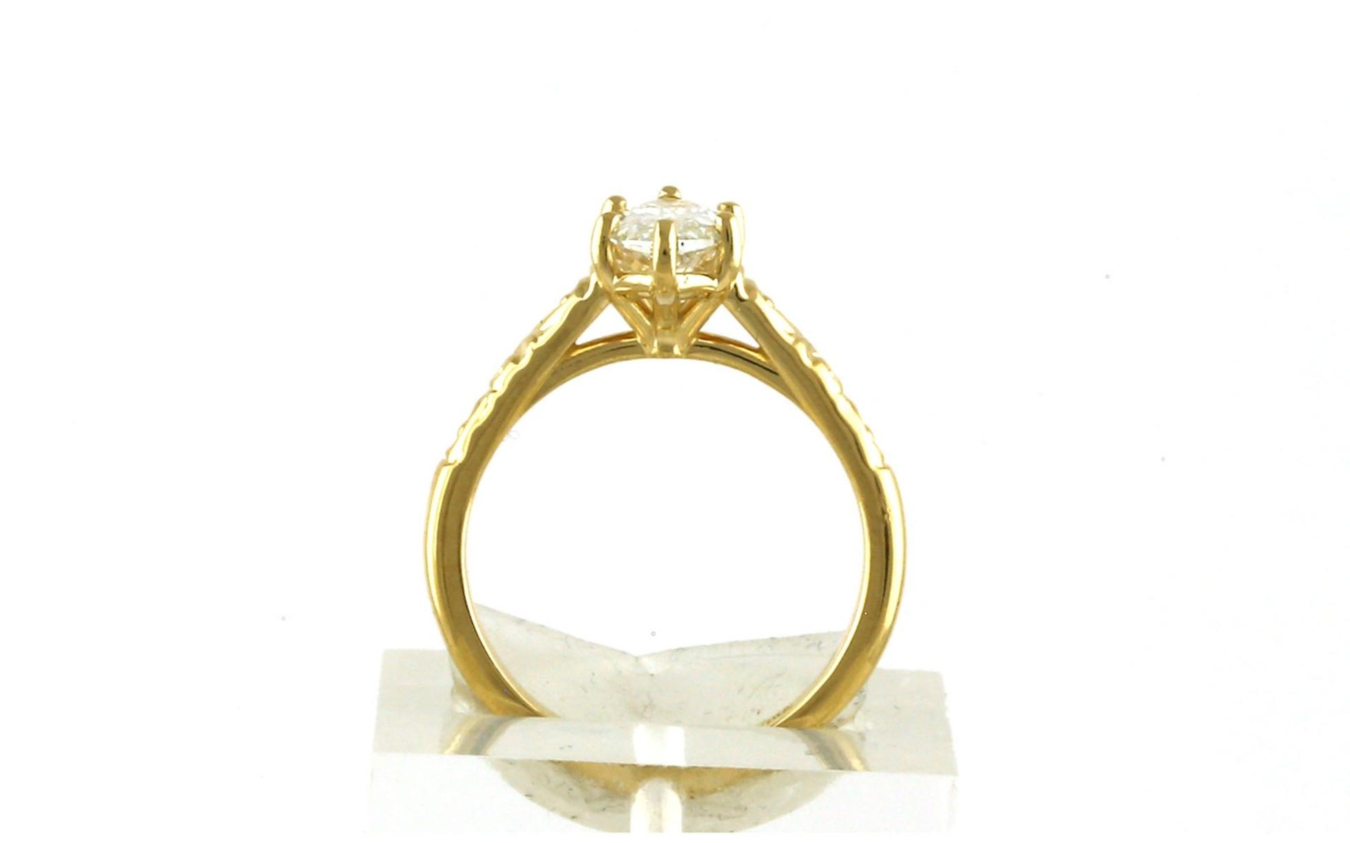 Solitaire Marquise-cut Diamond Engagement Ring with Engraving details in Yellow Gold (1.29cts) side