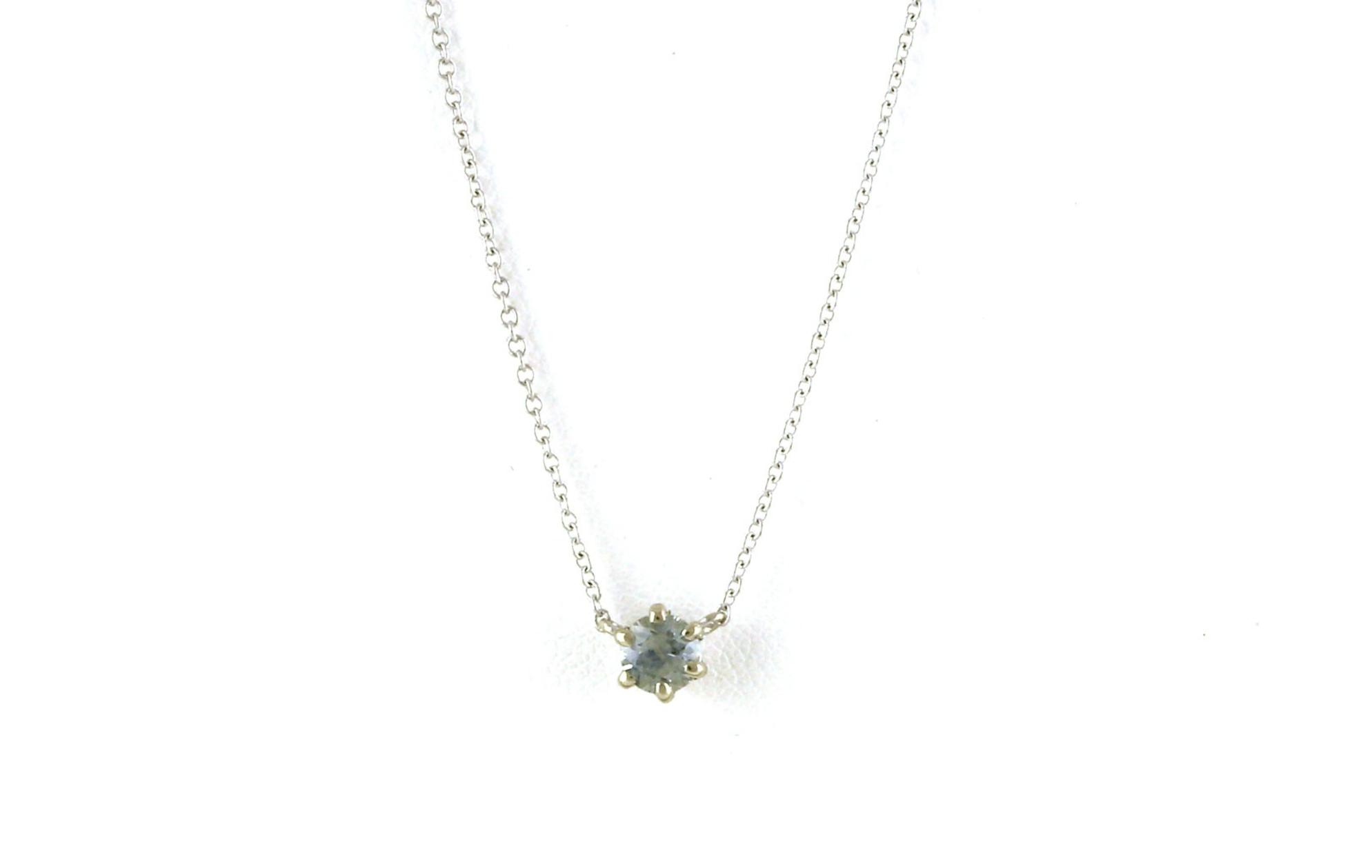 Solitaire-style Pale Grey-Blue Montana Sapphire Necklace on Split Chain in White Gold (0.44cts)