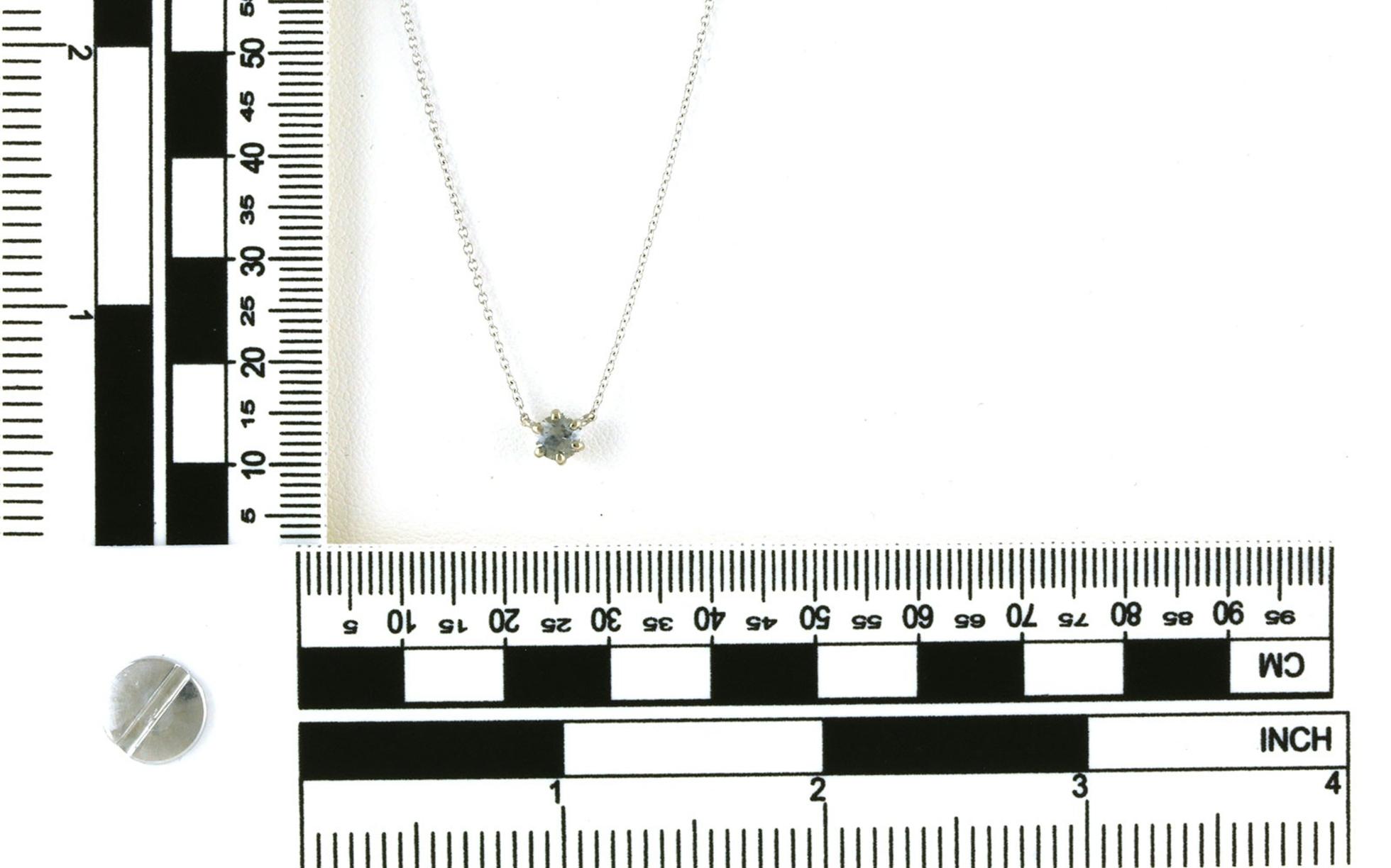 Solitaire-style Pale Grey-Blue Montana Sapphire Necklace on Split Chain in White Gold (0.44cts) scale