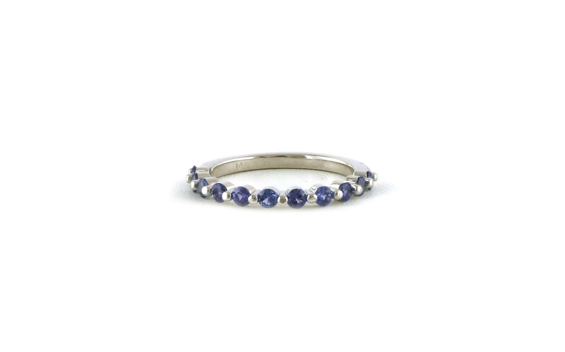11-Stone Single Share-prong Montana Yogo Sapphire Ring  in White Gold (0.65cts TWT)
