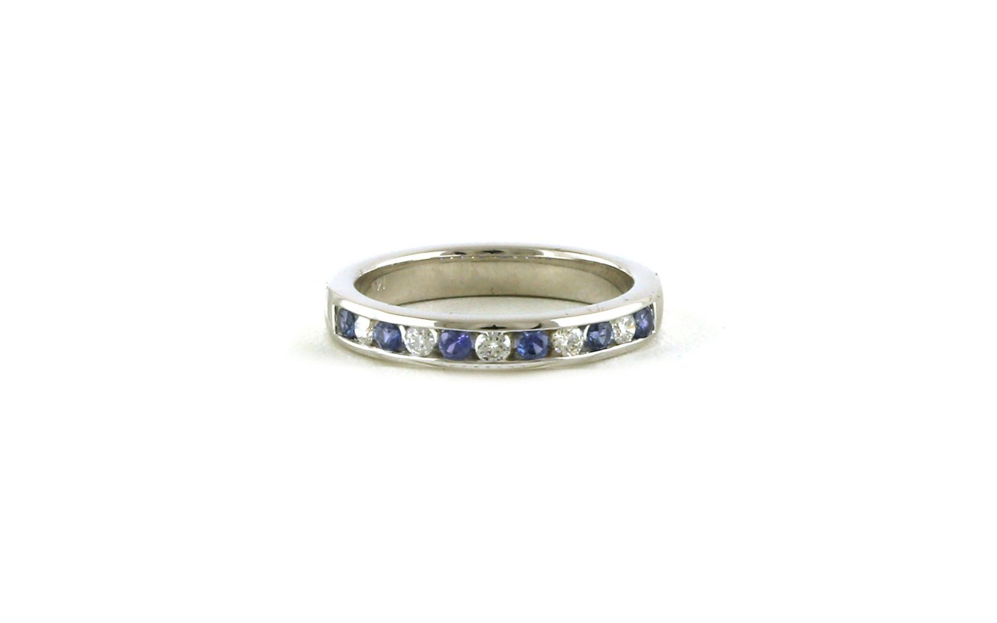 11-Stone Channel-set Montana Yogo Sapphire and Diamond Band in White Gold (0.53cts TWT)