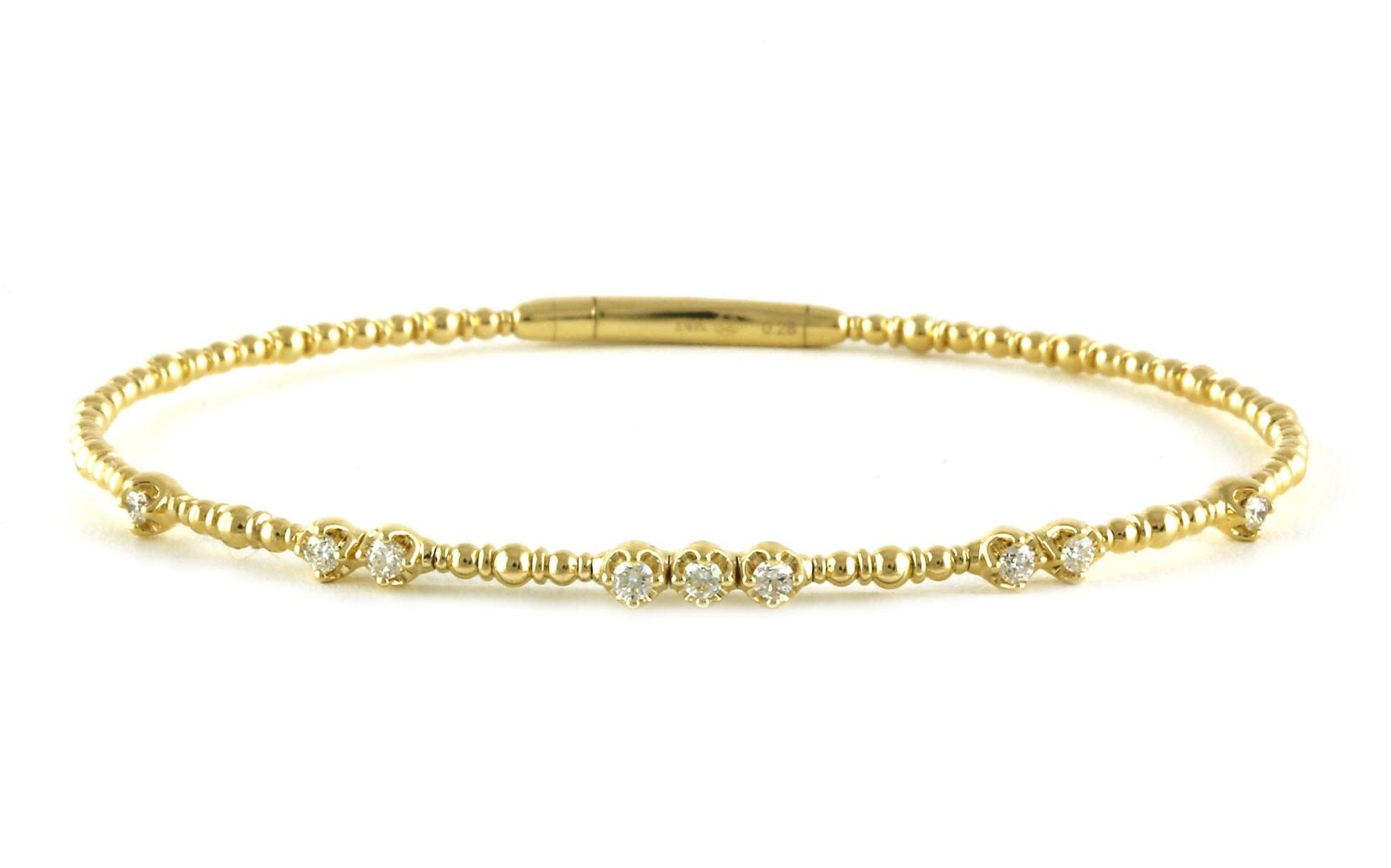 3-Stone Cluster Diamond Station Flexi Bangle Bracelet in Yellow Gold (0.28cts TWT)