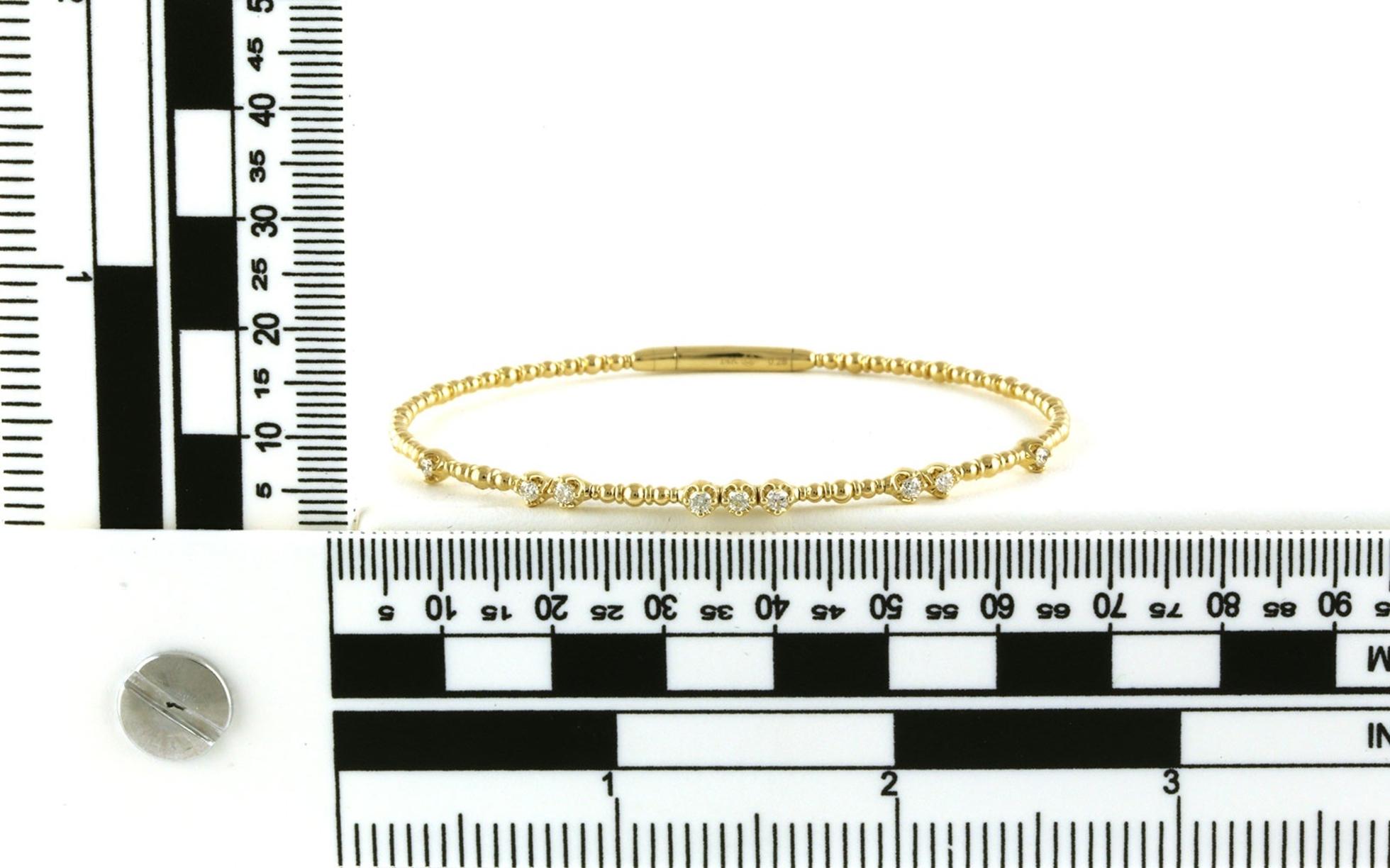 3-Stone Cluster Diamond Station Flexi Bangle Bracelet in Yellow Gold (0.28cts TWT) scale