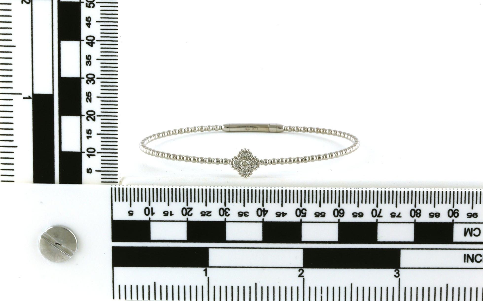 Clover 5-Stone Diamond Cluster Flexi Bangle Bracelet with Beaded Detail in White Gold (0.20cts TWT) scale