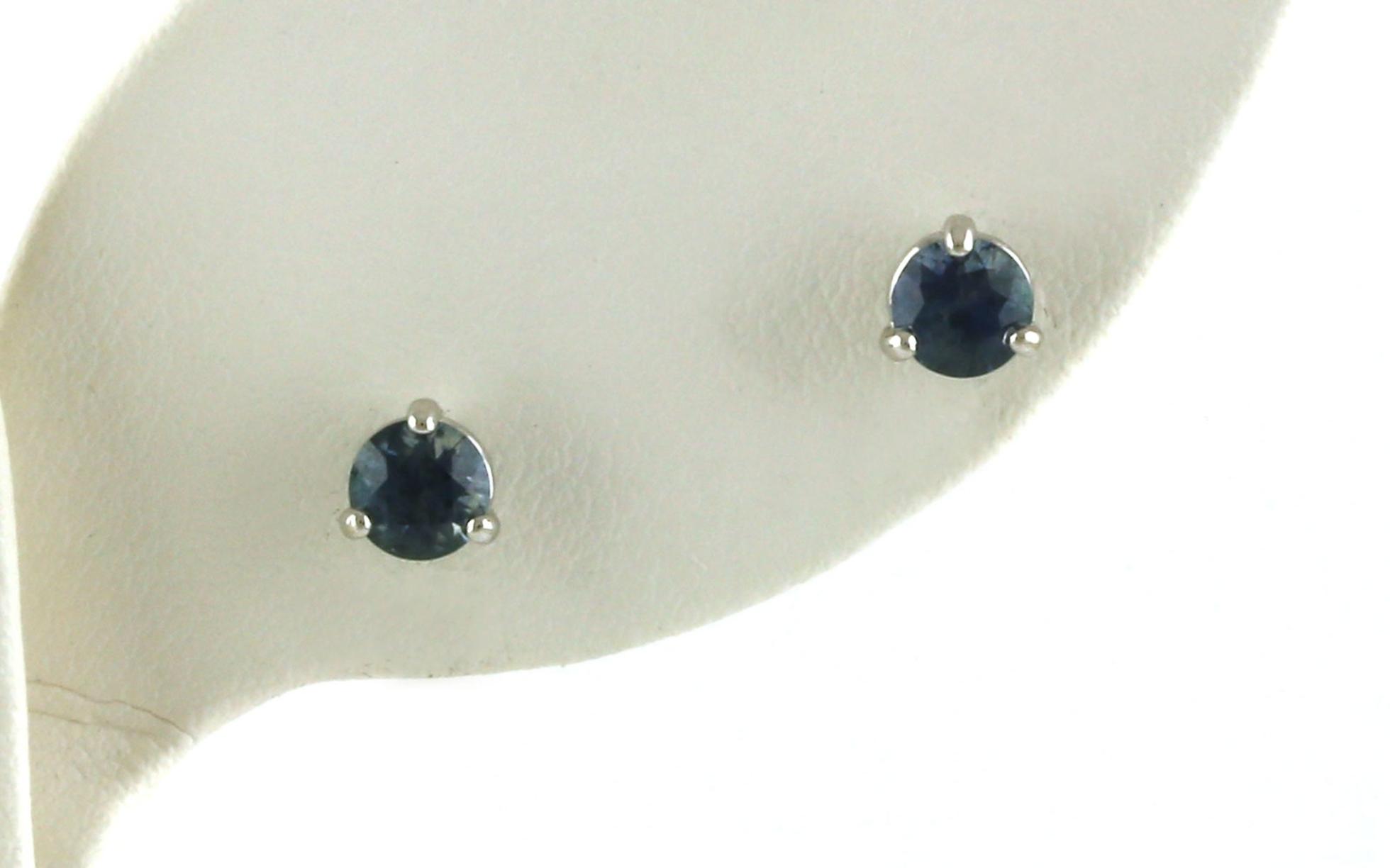 Montana Sapphire Stud Earrings in 3-Prong Martini Settings in White Gold (0.84cts TWT)