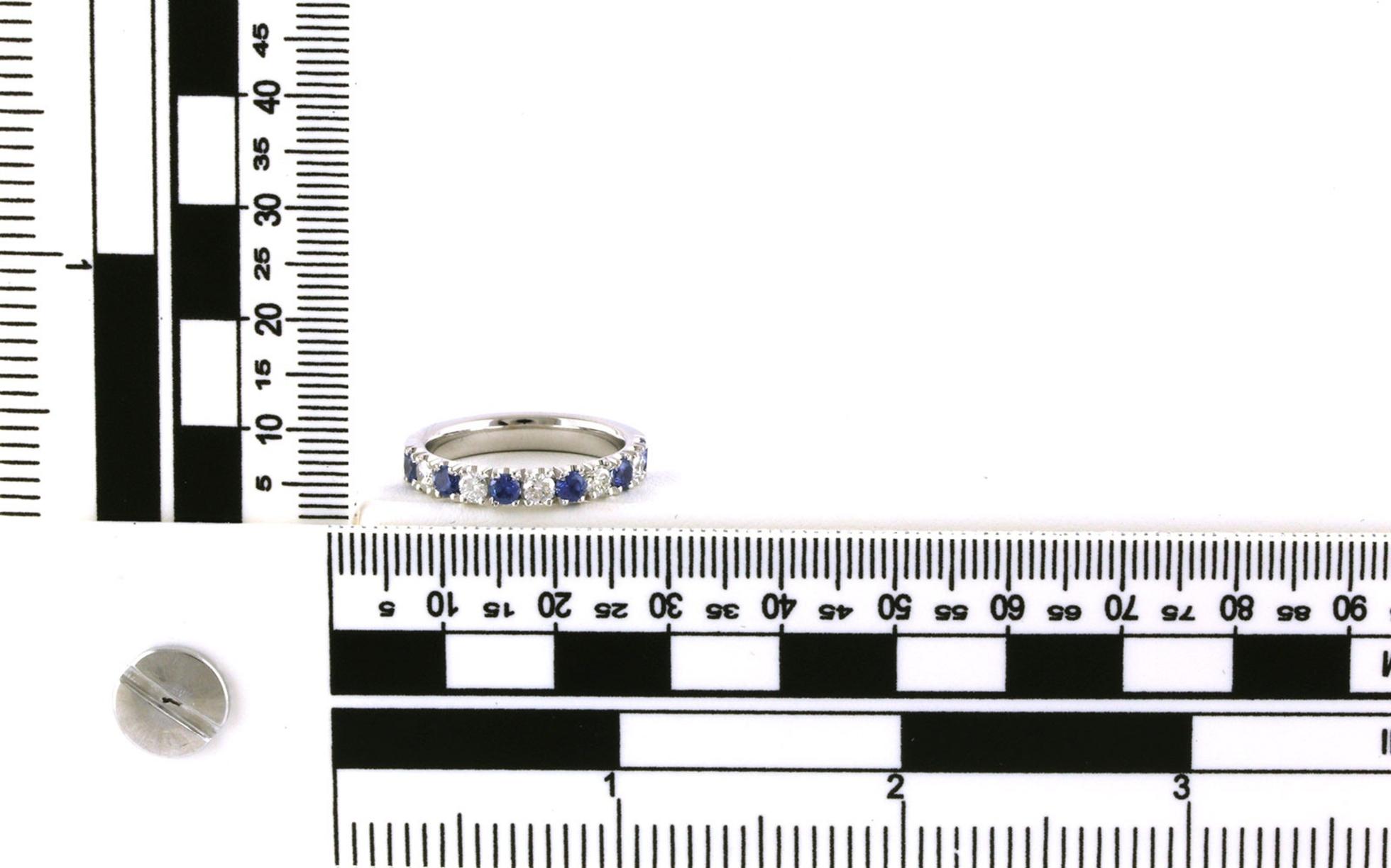 11-Stone Alternating Montana Yogo Sapphire and Diamond Band in White Gold (1.08cts TWT)