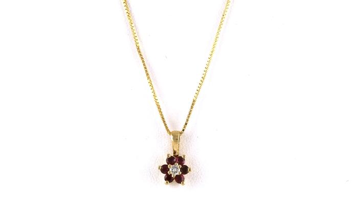 content/products/Estate Piece: Cluster Ruby and Diamond Necklace in Yellow Gold (0.23cts TWT)
