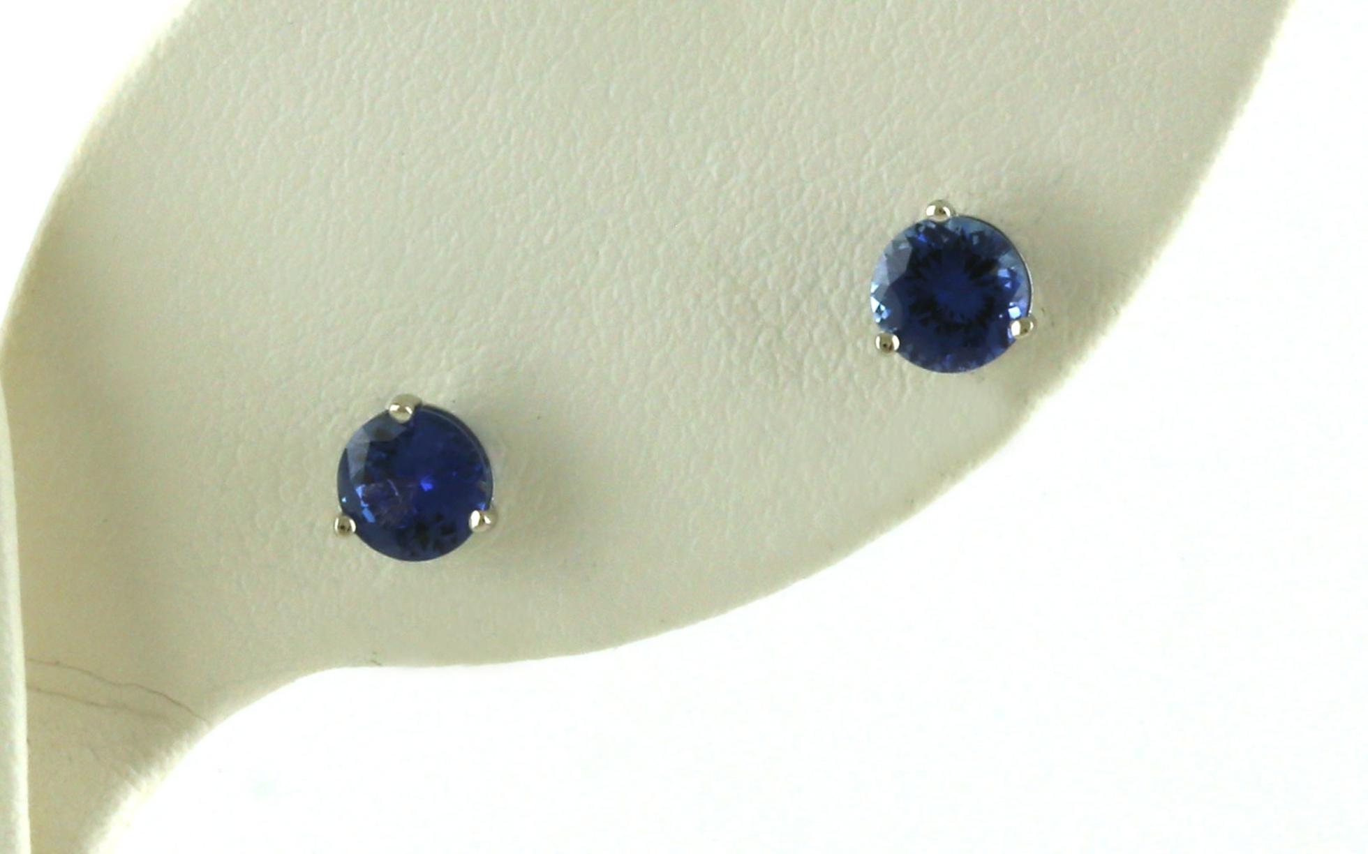 Montana Yogo Sapphire Studs in 3-Prong Martini Settings in White Gold (1.00cts TWT)