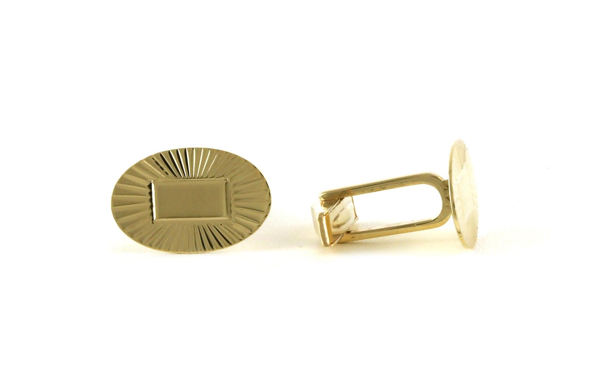 Estate Piece: Oval Cufflinks in Yellow with Groove Line Details in Yellow Gold