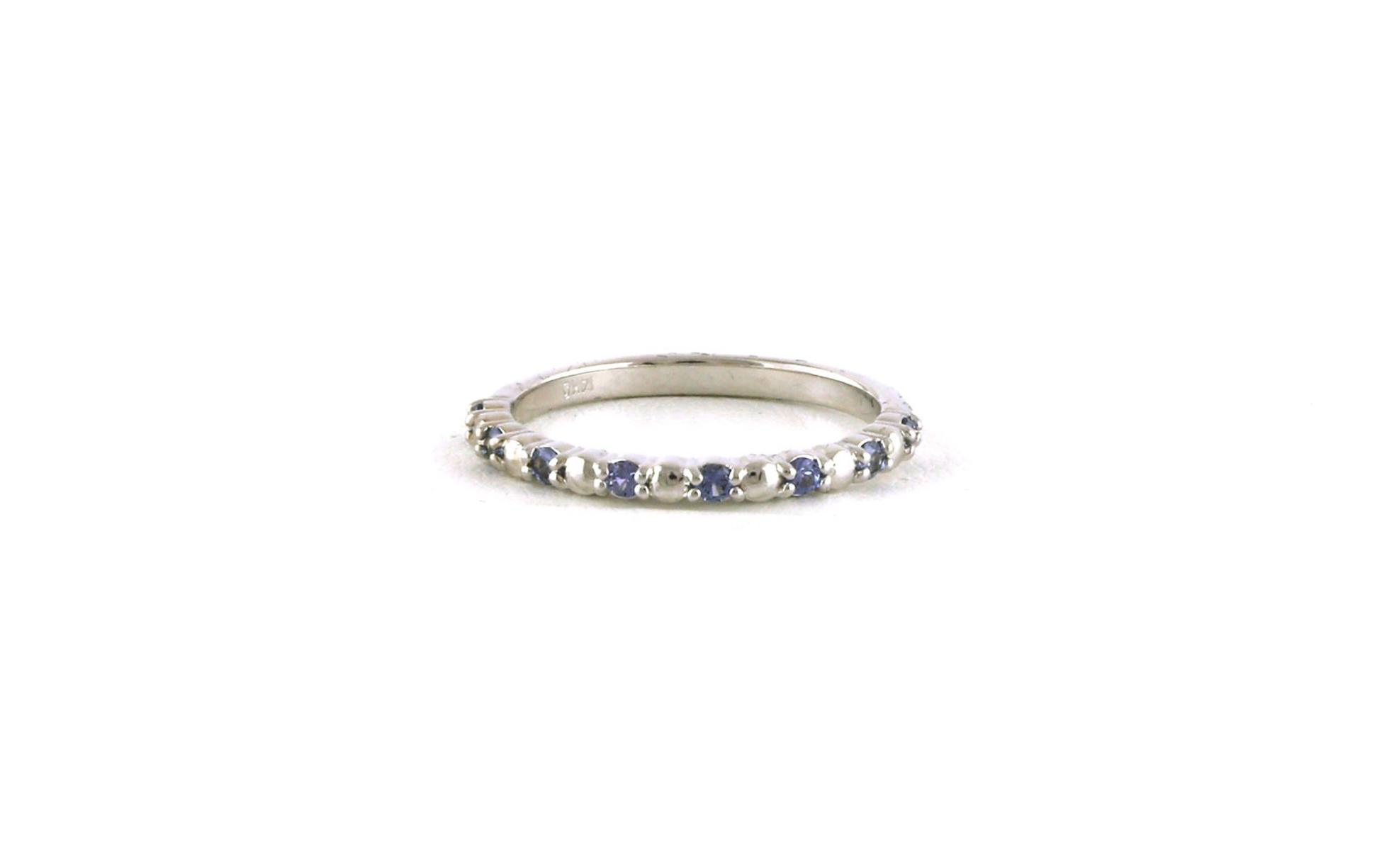 8-Stone Montana Yogo Sapphire and Bead Detail Ring in White Gold (0.22cts TWT)