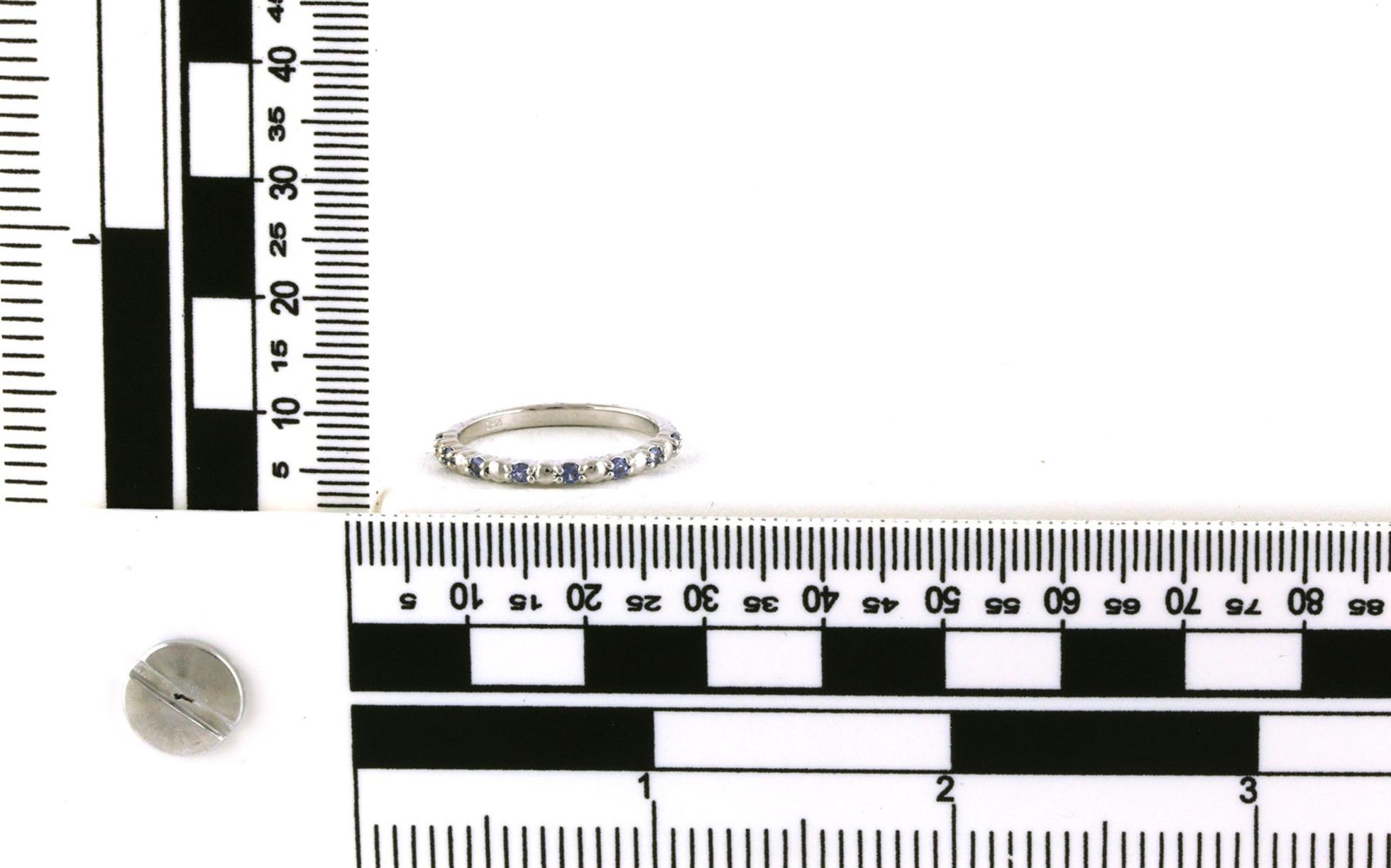 8-Stone Montana Yogo Sapphire and Bead Detail Ring in White Gold (0.22cts TWT) scale