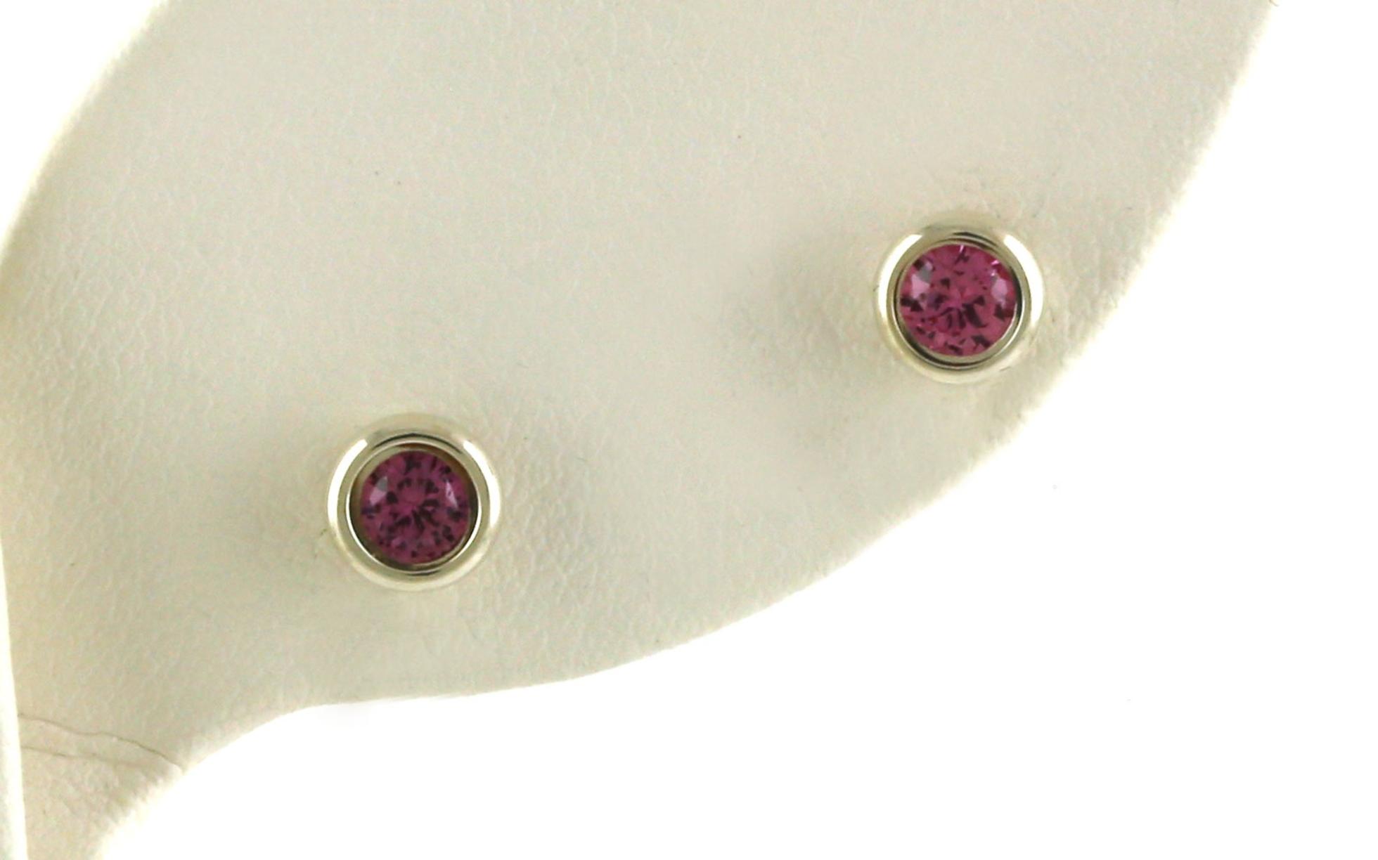 Estate Piece: Tiffany and Co. "Elsa Peretti" Bezel-set Pink Sapphire Stud Earrings in Sterling Silver