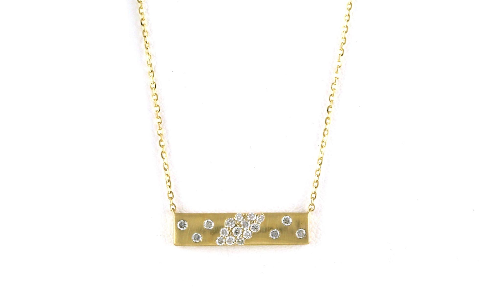 Scattered Pattern Flush-set Diamond Bar Necklace with Satin Finish in Yellow Gold (0.25cts TWT)