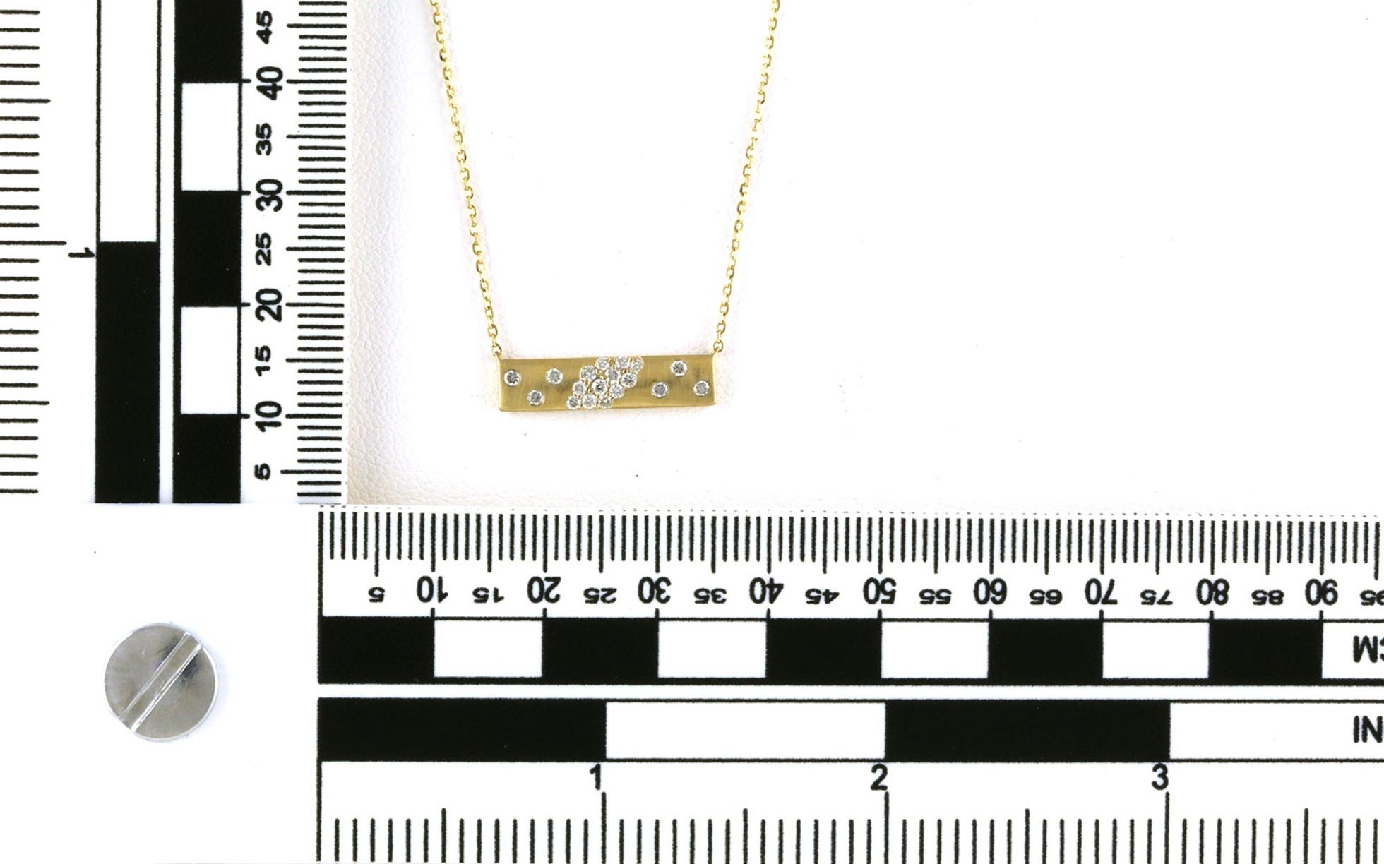 Scattered Pattern Flush-set Diamond Bar Necklace with Satin Finish in Yellow Gold (0.25cts TWT) scale