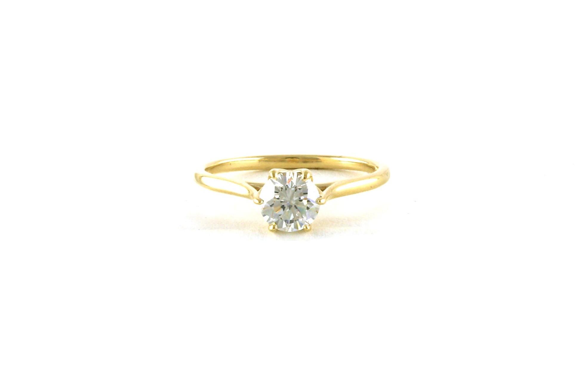 Solitaire-style Diamond Engagement Ring in 6-Prong Tulip Setting in Yellow Gold (0.84cts)