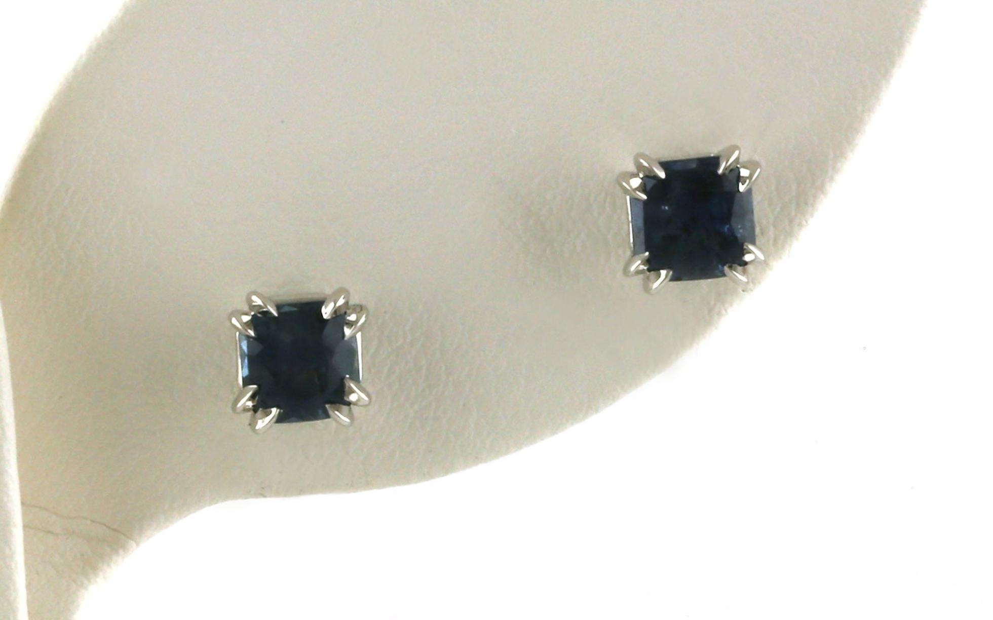 Asscher-cut Montana Sapphire Stud Earrings in White Gold (1.77cts TWT)