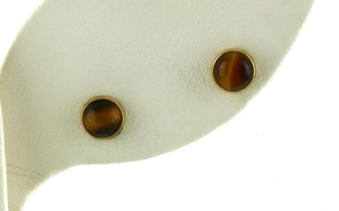 content/products/Estate Piece: Bezel-set Cabochon-cut Tiger's Eye Stud Earrings in Yellow Gold