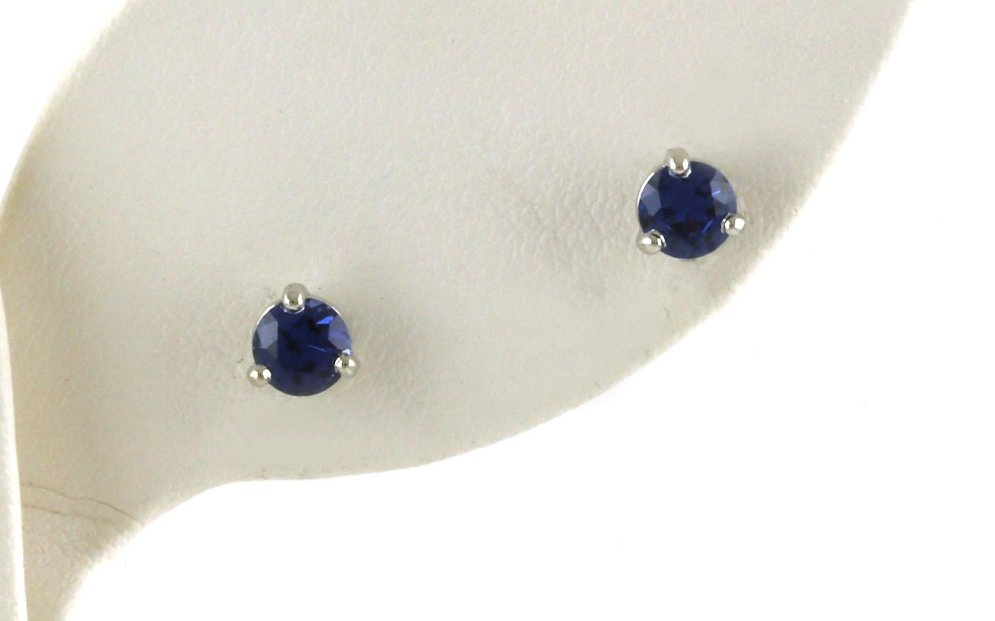 Montana Yogo Sapphire Stud Earrings in 3-Prong Martini Settings in White Gold (0.81cts TWT)