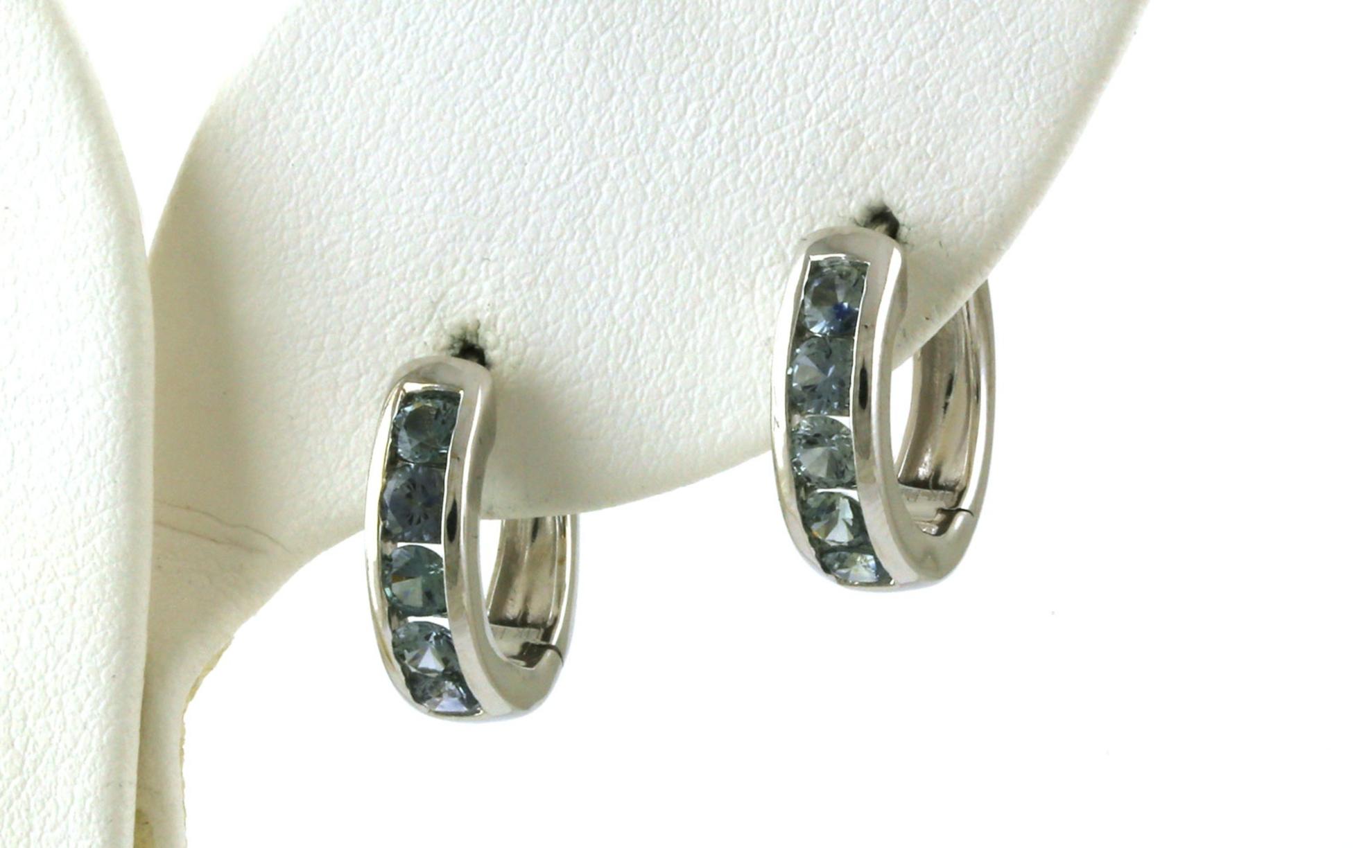 5-Stone Channel-set Montana Sapphire Hoop Earrings in White Gold (1.40cts TWT)