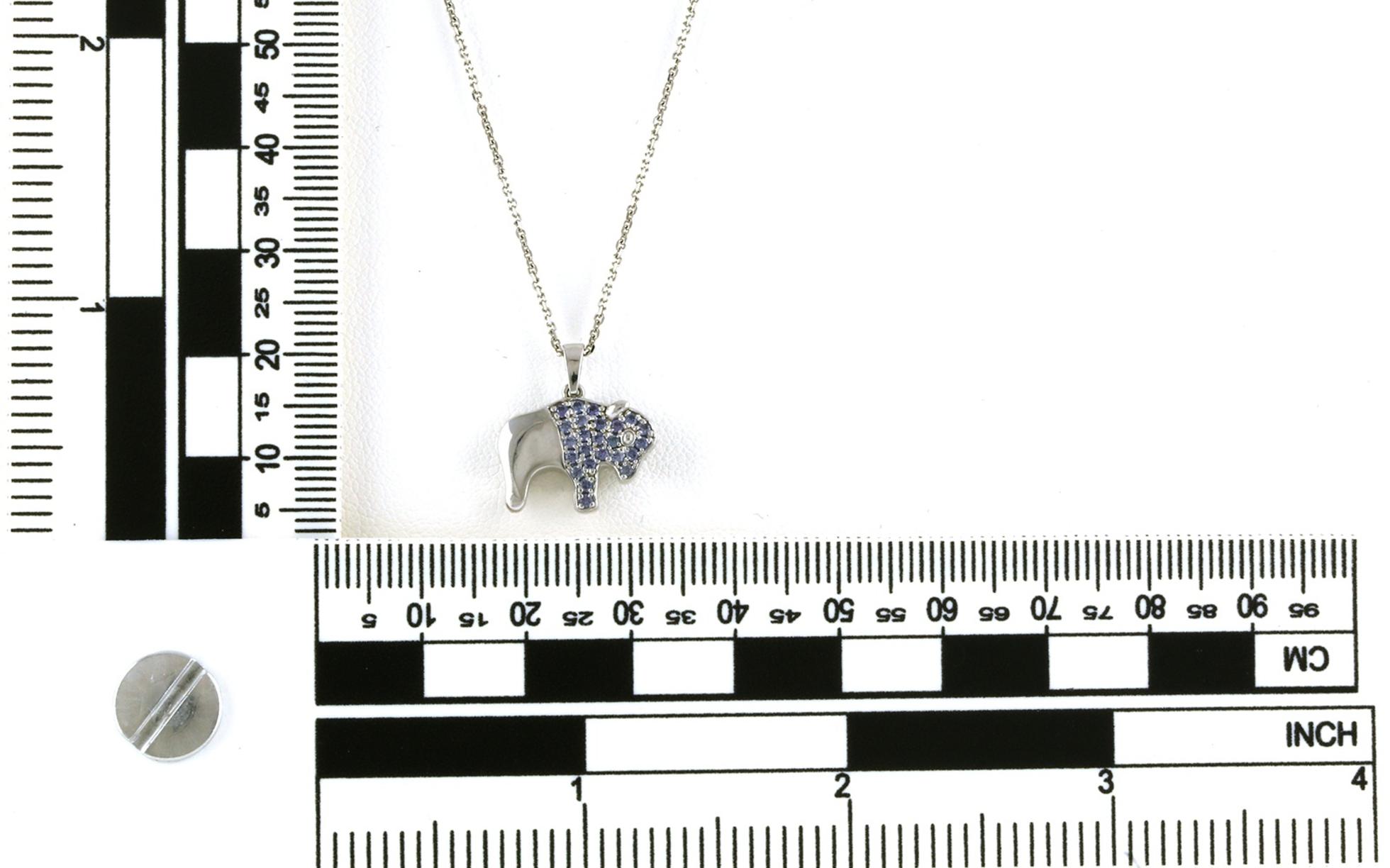 Buffalo Pave Montana Yogo Sapphire Necklace in White Gold (0.39cts TWT) scale