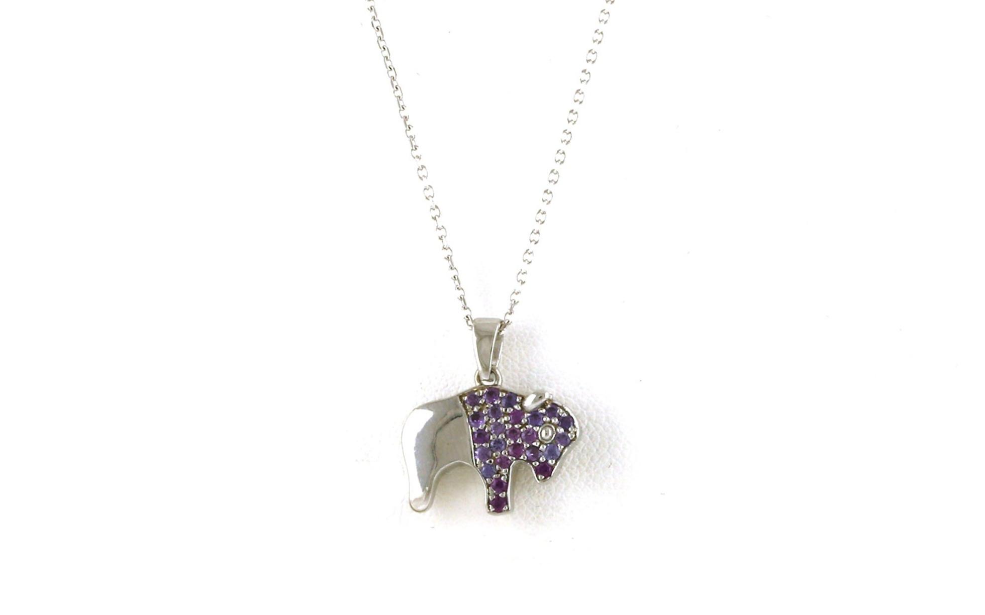 Buffalo Pave Huckleberry Yogo Sapphire Necklace in White Gold (0.37cts TWT)