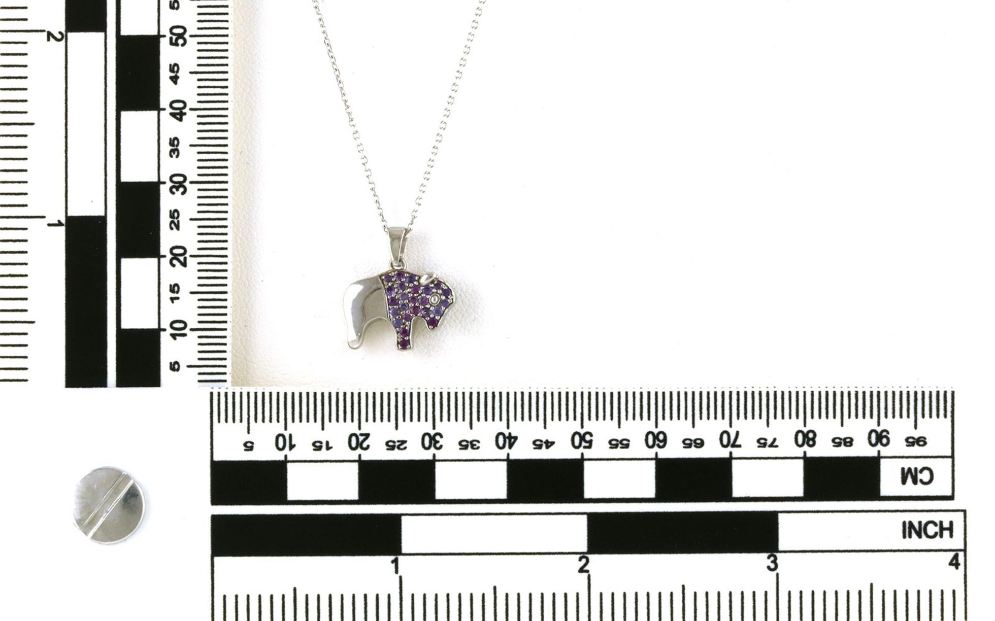 Buffalo Pave Huckleberry Yogo Sapphire Necklace in White Gold (0.37cts TWT) scale