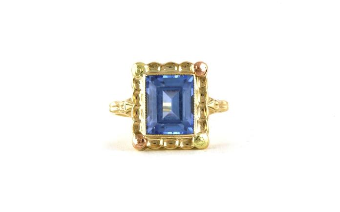 content/products/Estate Piece: Emerald-cut Blue Topaz Cocktail Ring in Two-tone Yellow and Rose Gold (4.25cts)