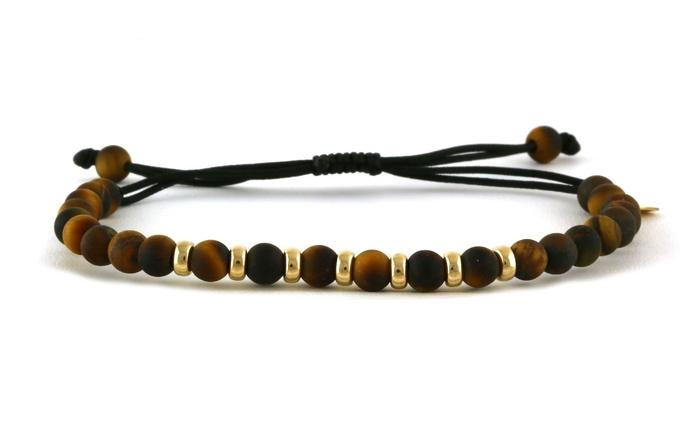 content/products/Estate Piece: Bolo-style Tiger's Eye and Gold Beaded Bracelet on Black Nylon Cord