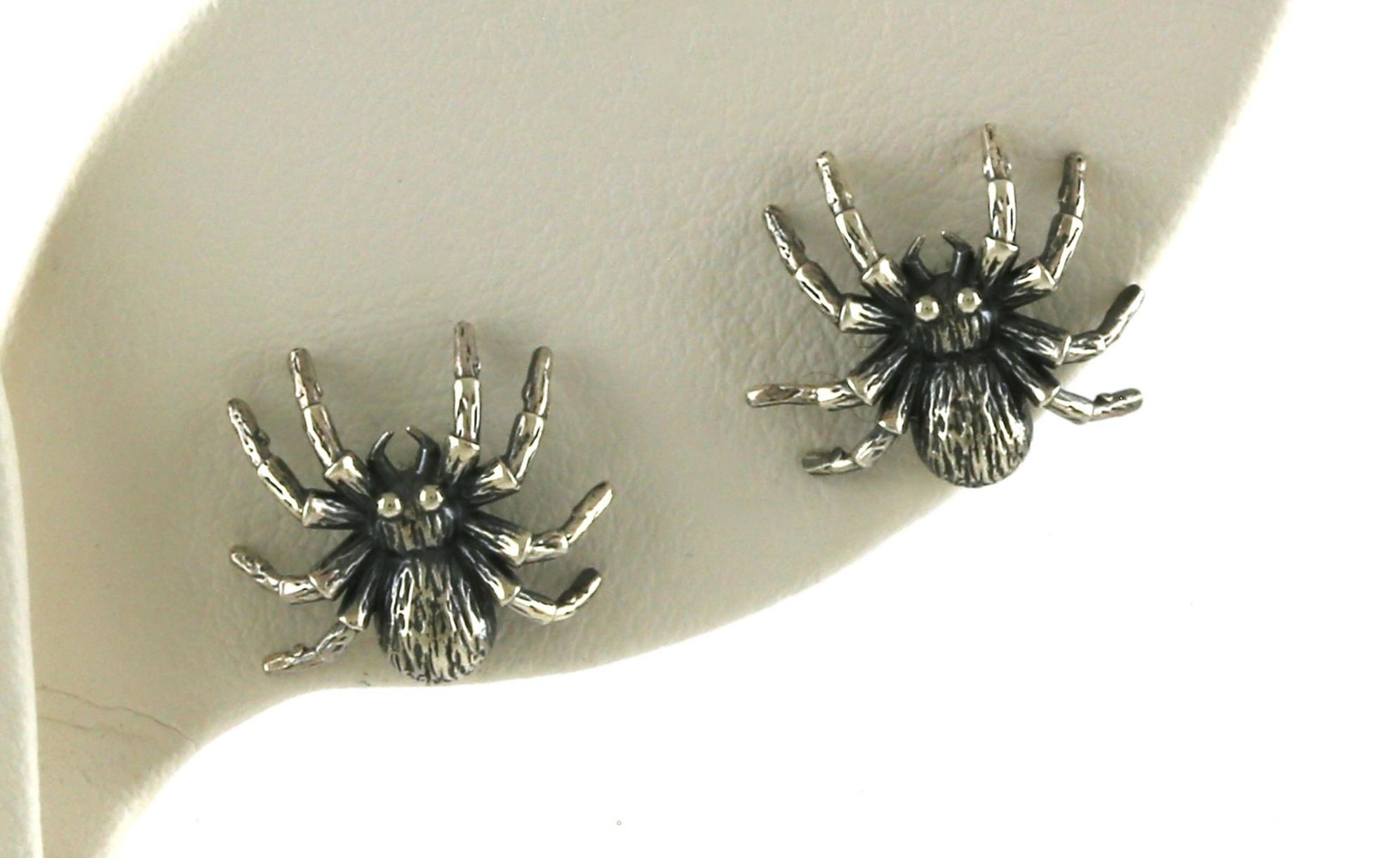 Tarantula Stud Earrings in Sterling Silver