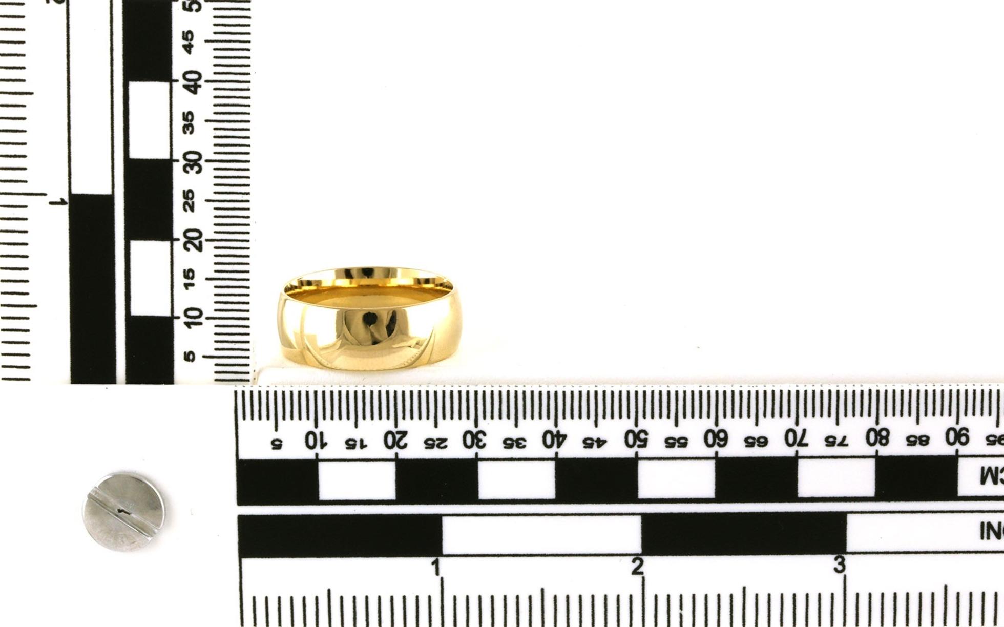 Half Round Light Comfort Fit Wedding Band in Yellow Gold (8mm) Scale