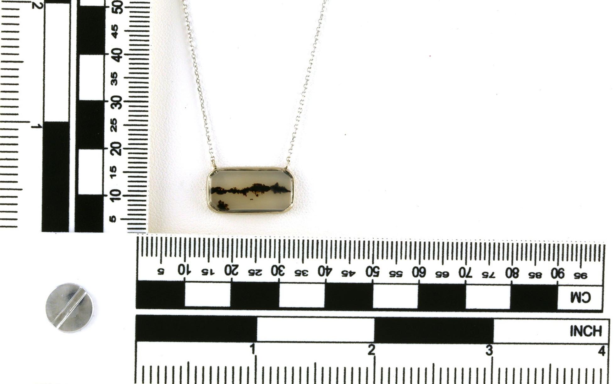 Split Chain Bezel-set Montana Agate Necklace in White Gold (0.83cts) Scale
