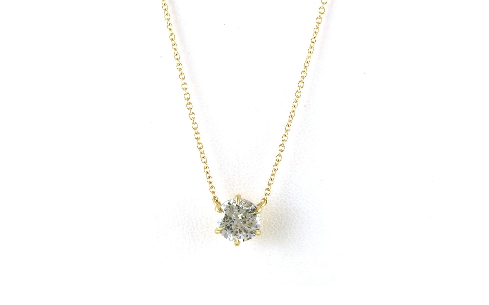 6-Prong Basket-set Solitaire Diamond Necklace in Yellow Gold (1.29cts)