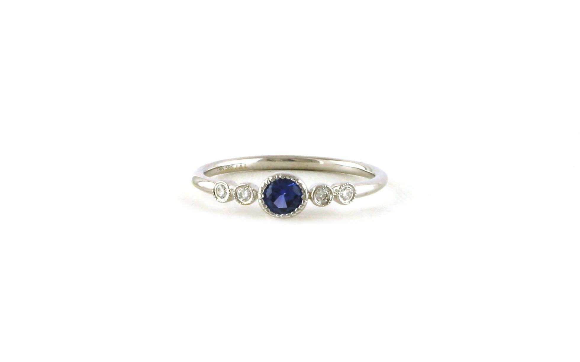 5-Stone Bezel-set Montana Yogo Sapphire and Diamond Ring in White Gold (0.36cts TWT)